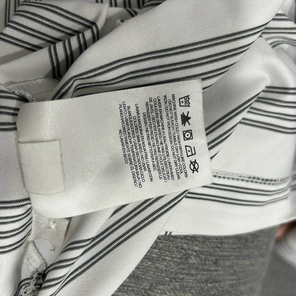 Nike Dri-Fit Men's Large Golf Shirt Polo White With Black Stripes‎